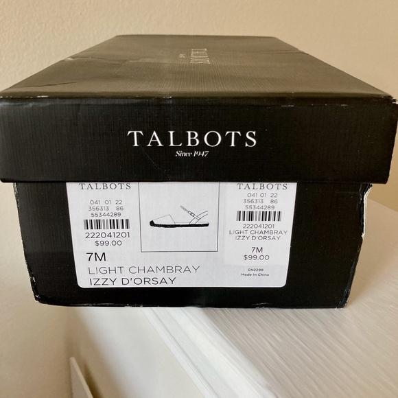 NIB Talbots Denim Espadrilles 7M Embroidered Flamingo Chambray Izzy d'Orsay - Picture 11 of 11